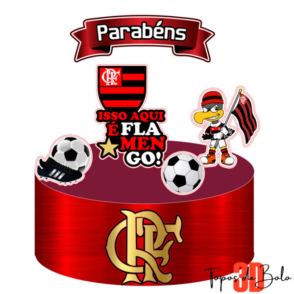 Arquivo PDF Topo de Bolo 3D Flamengo - Mod 03