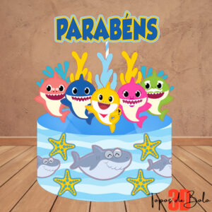 Baby Shark - Arquivo Digital Topo de Bolo - Mod 02 - Topos de Bolo 3D